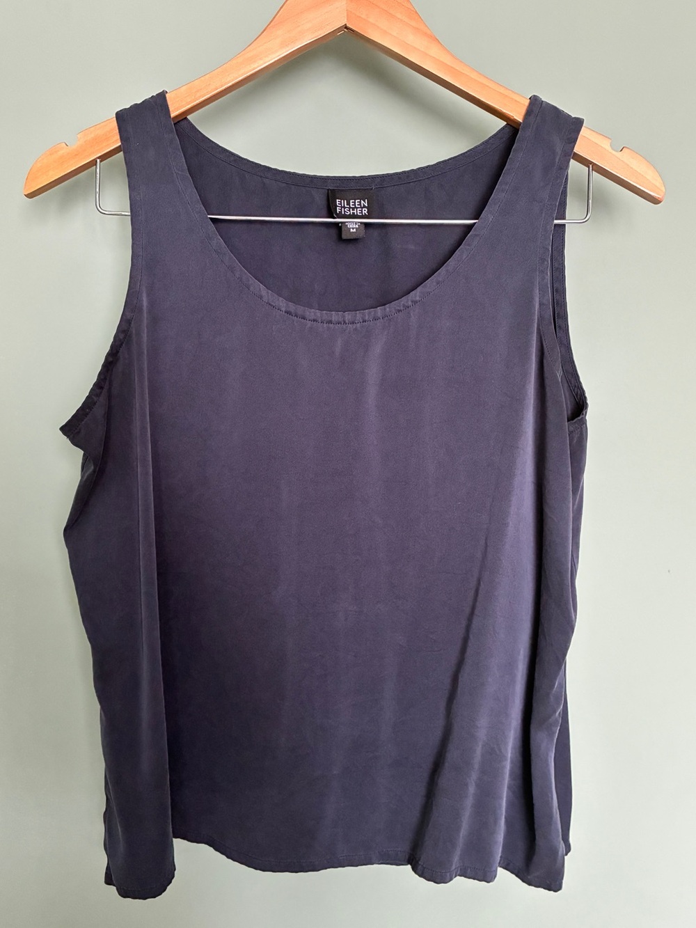 Eileen Fisher 100% Silk Sleeveless Tank Top Navy Size Medium